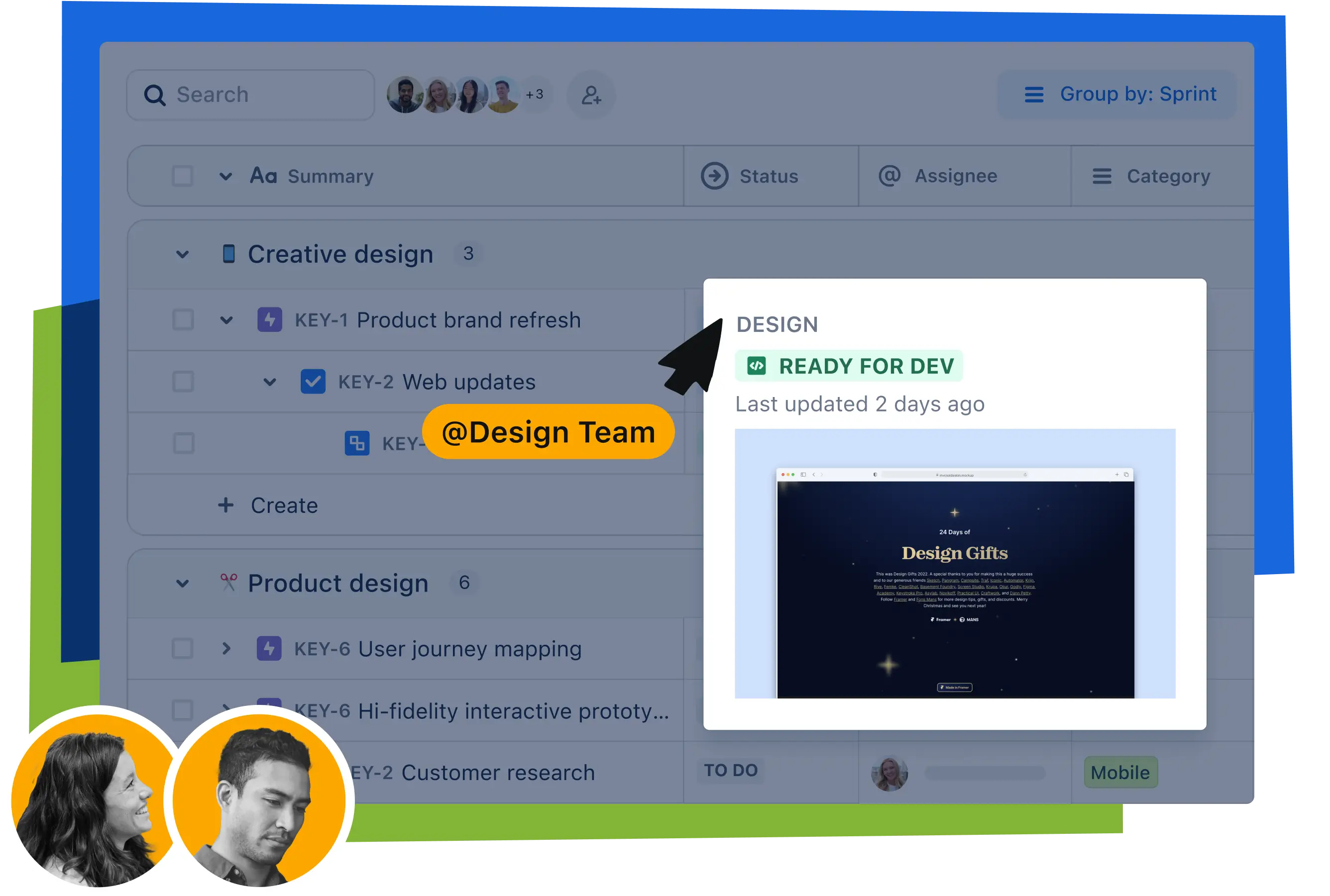 Product screenshot Jira showing a Marketing Launch project in a list view with marketing-related to-do tasks.