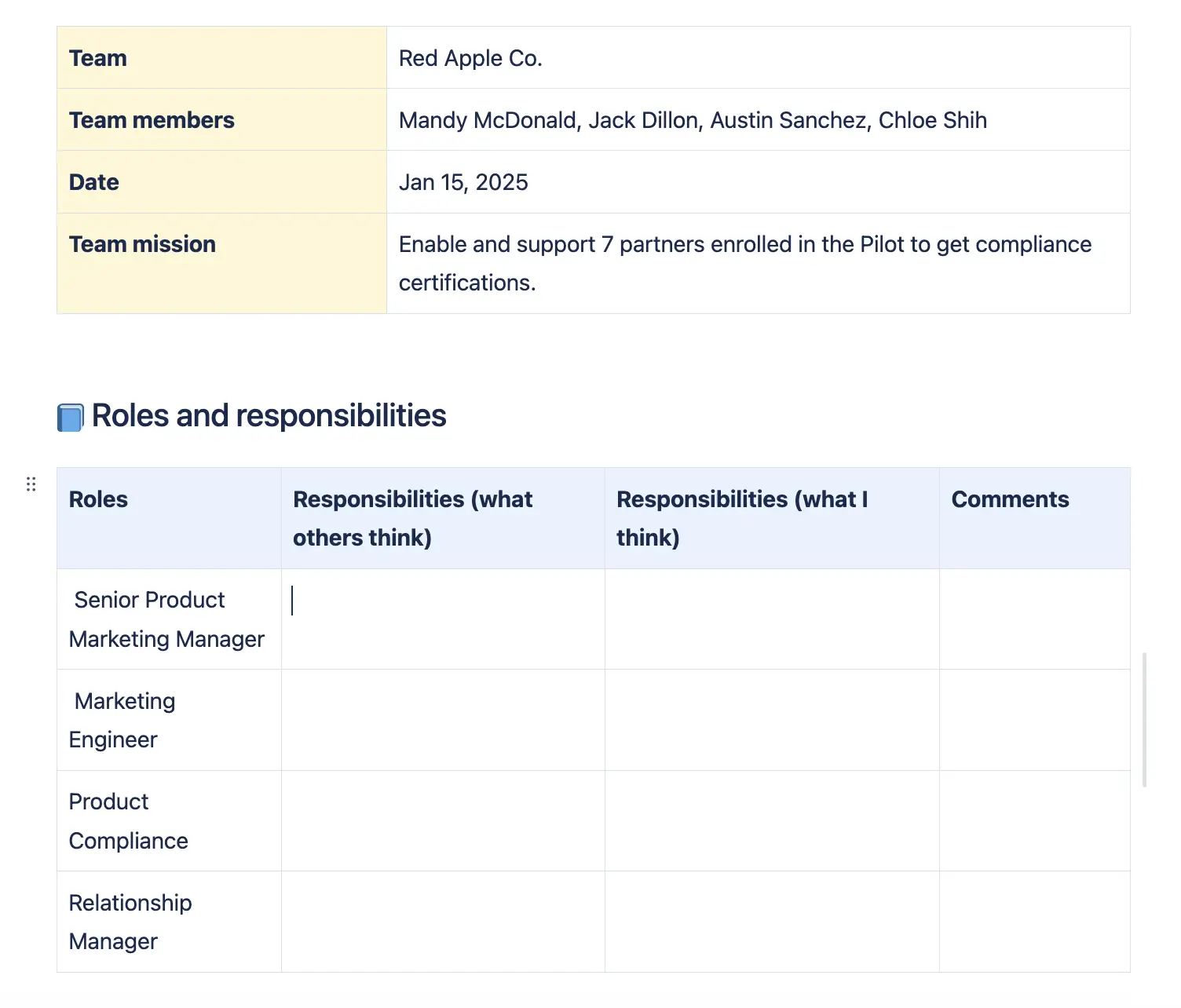 Formatação de funções e responsabilidades