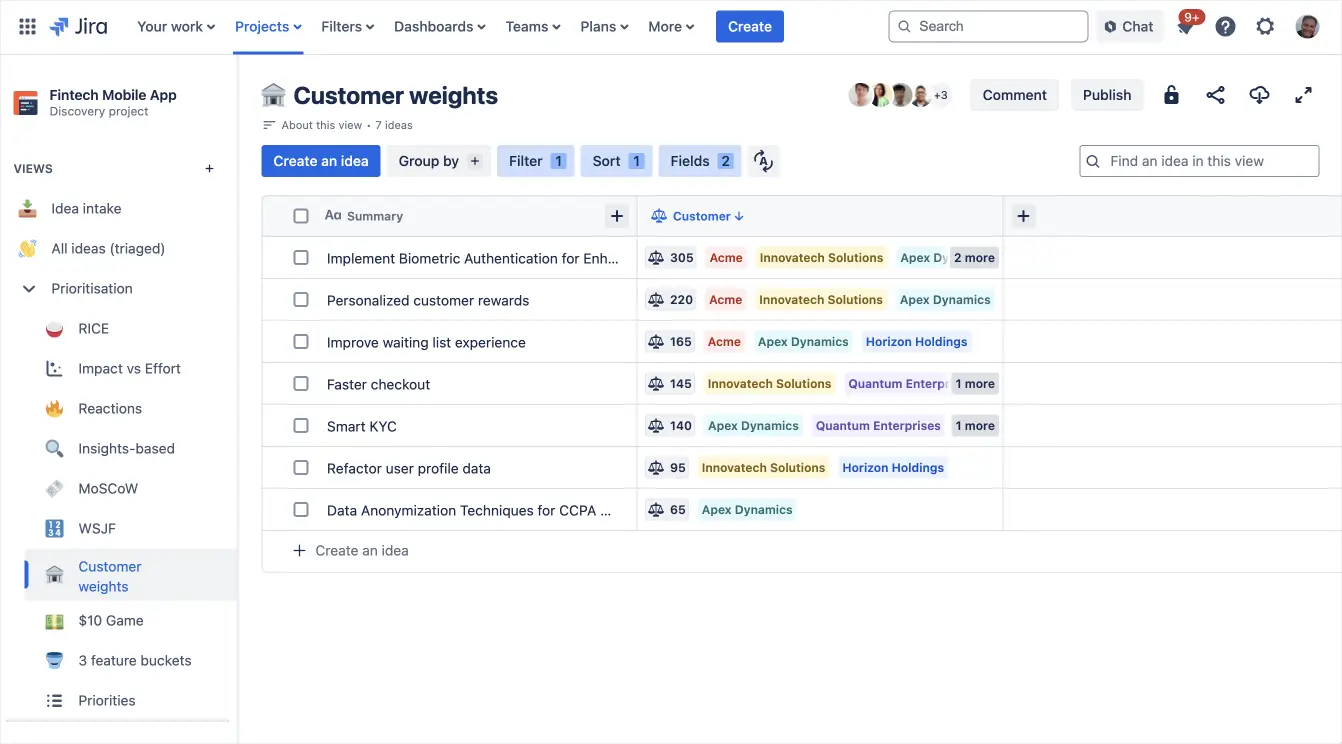 使用客户权重确定优先级