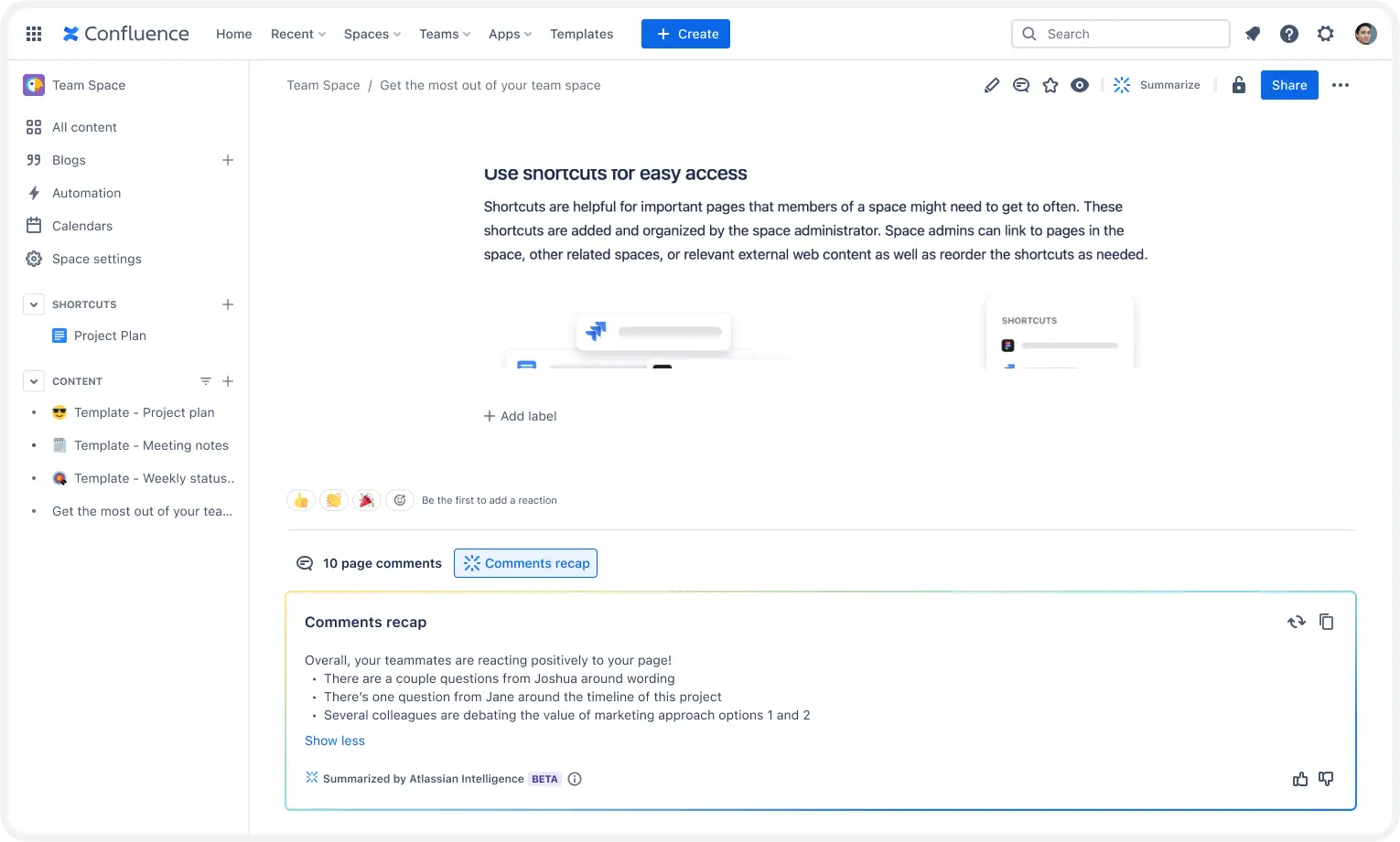 Confluence에서 댓글 요약
