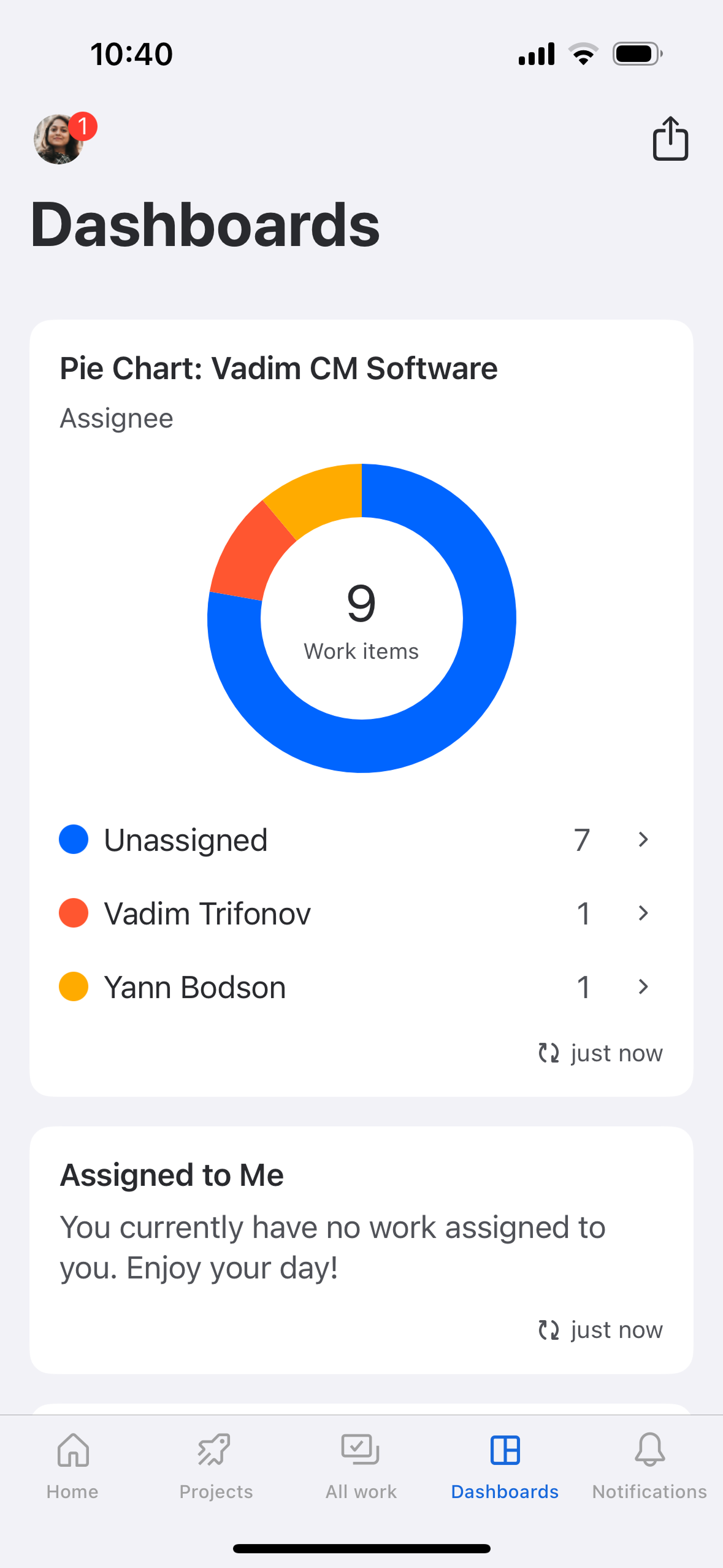 A personalized dashboard (example shown on iOS)
