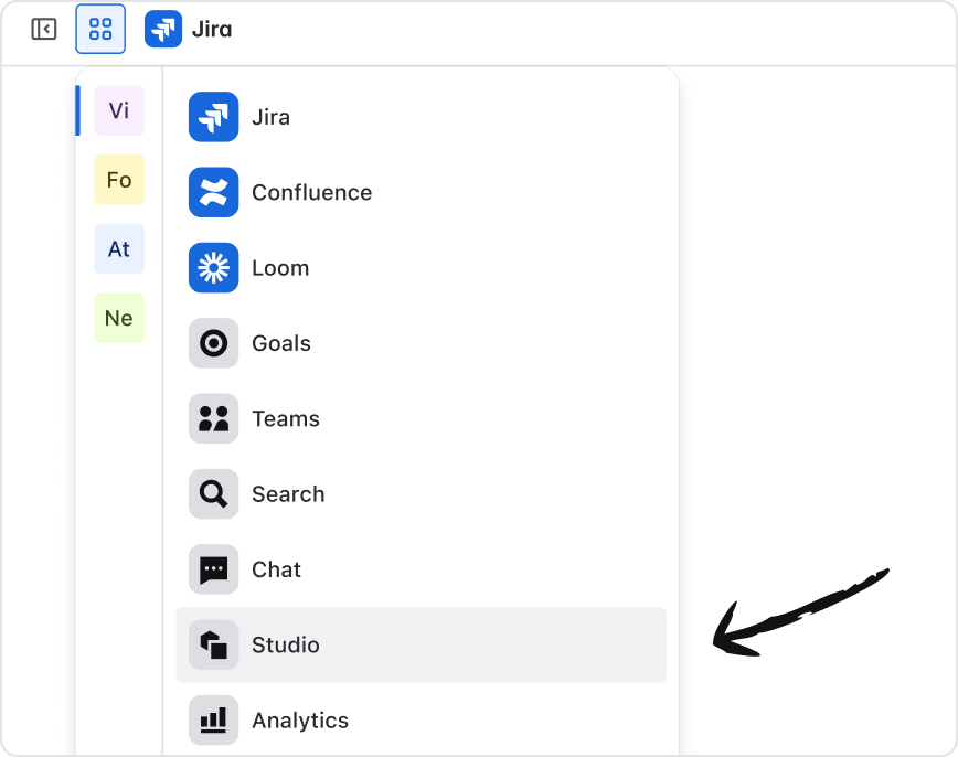 Confluence のアプリ スイッチャー