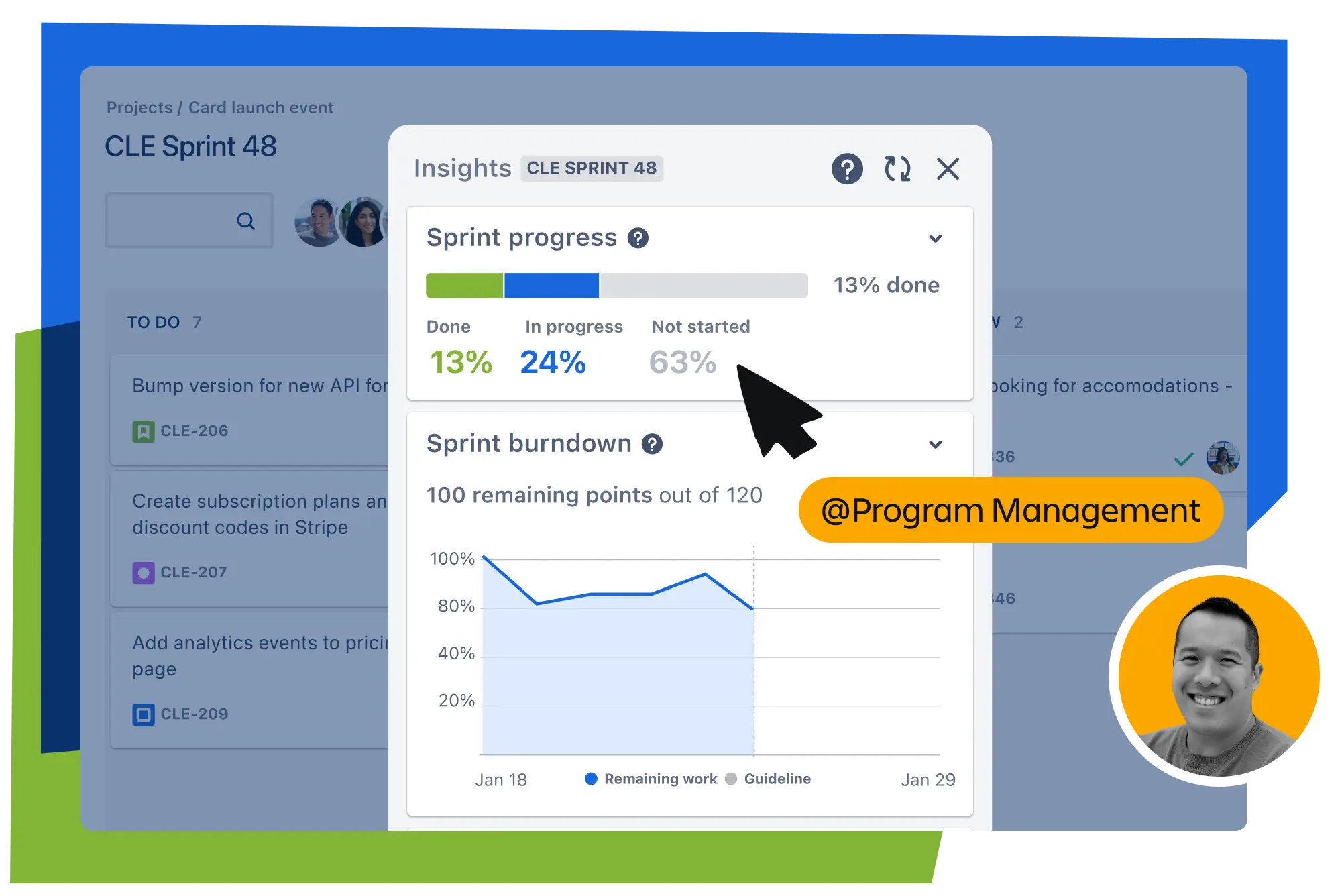 Captura de pantalla de Jira de un proyecto de lanzamiento de marketing en una vista de lista con tareas pendientes relacionadas con el marketing.