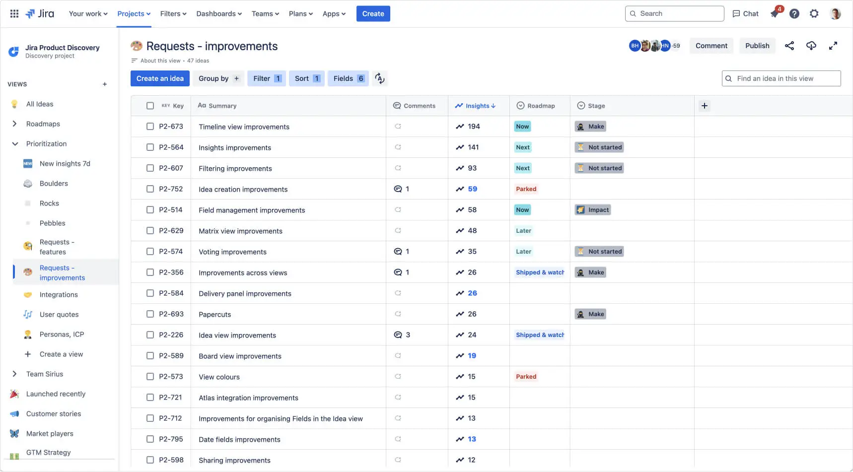 Customer requests for improvements