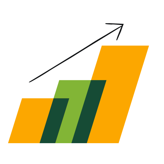 Illustration depicting green bar graphs
