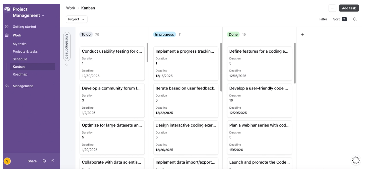 Airtable-Board-Ansicht – Feature-Beispiel