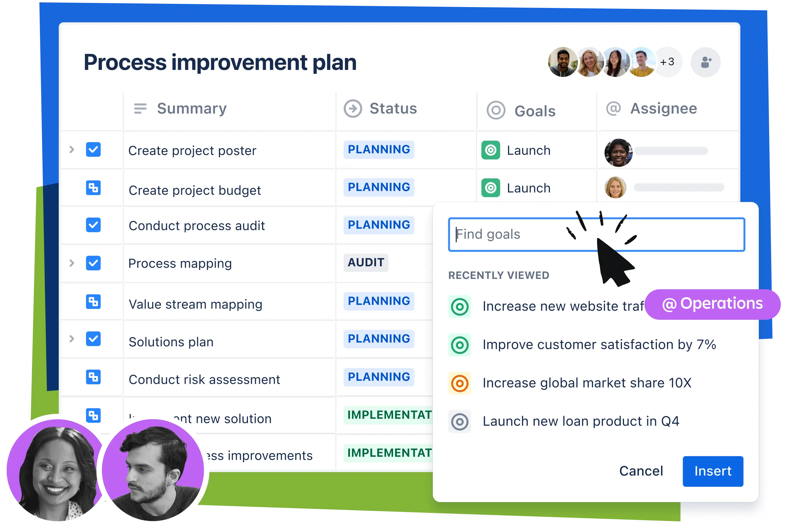 产品屏幕截图：Jira 在列表视图中显示了“营销发布”项目以及与营销相关的待处理任务。