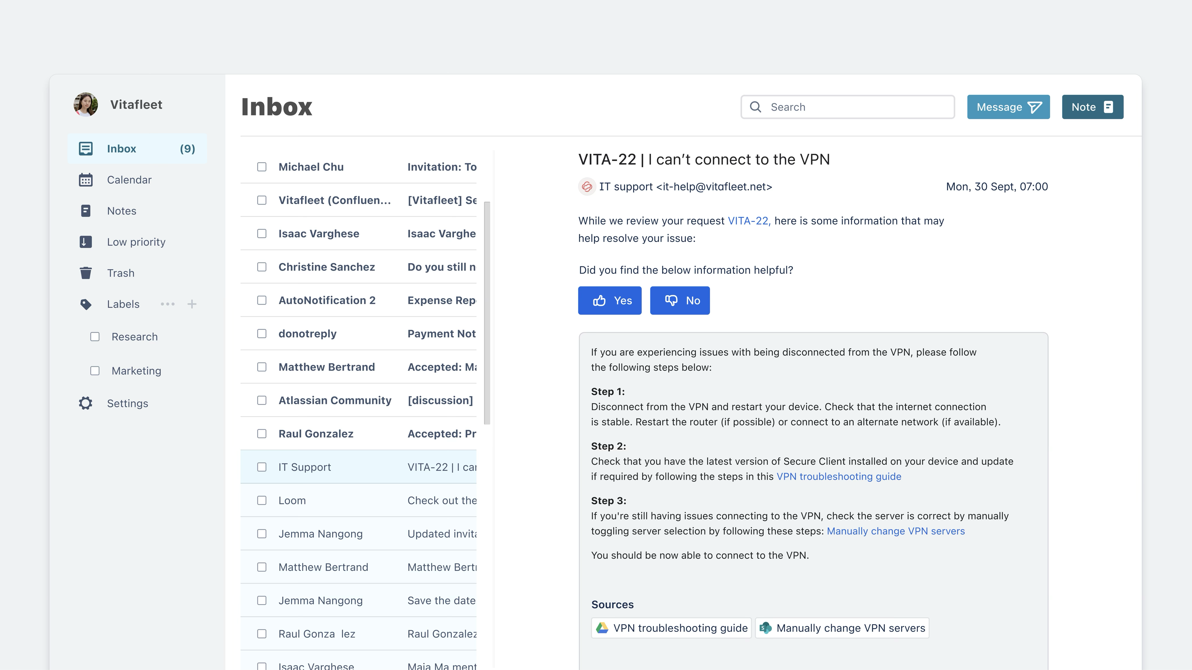 screenshot del modello di progetto di gestione dei servizi per le risorse umane