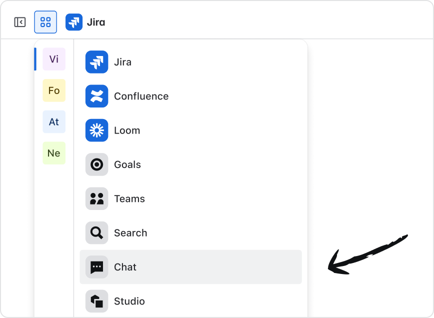 Confluence のアプリ スイッチャー