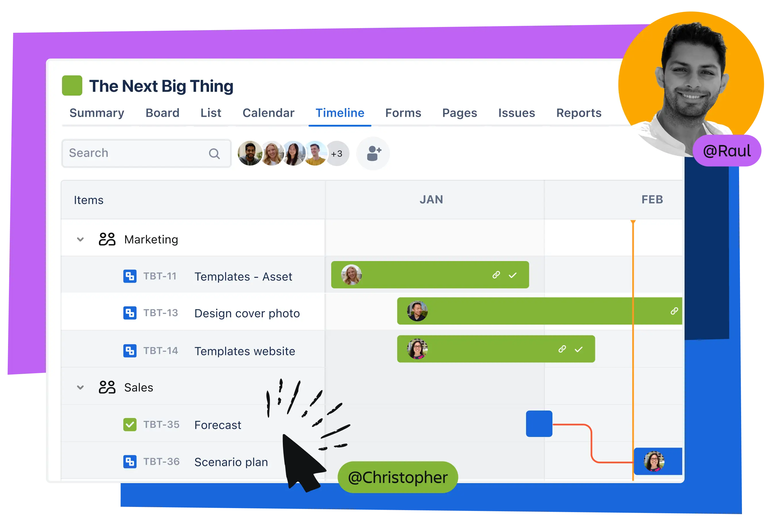 製品スクリーンショット: マーケティング関連の To Do タスクが Jira のリスト ビューで表示されたマーケティング ローンチ プロジェクト