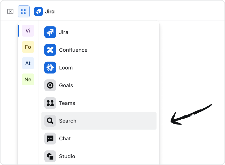 Confluence のアプリ スイッチャー