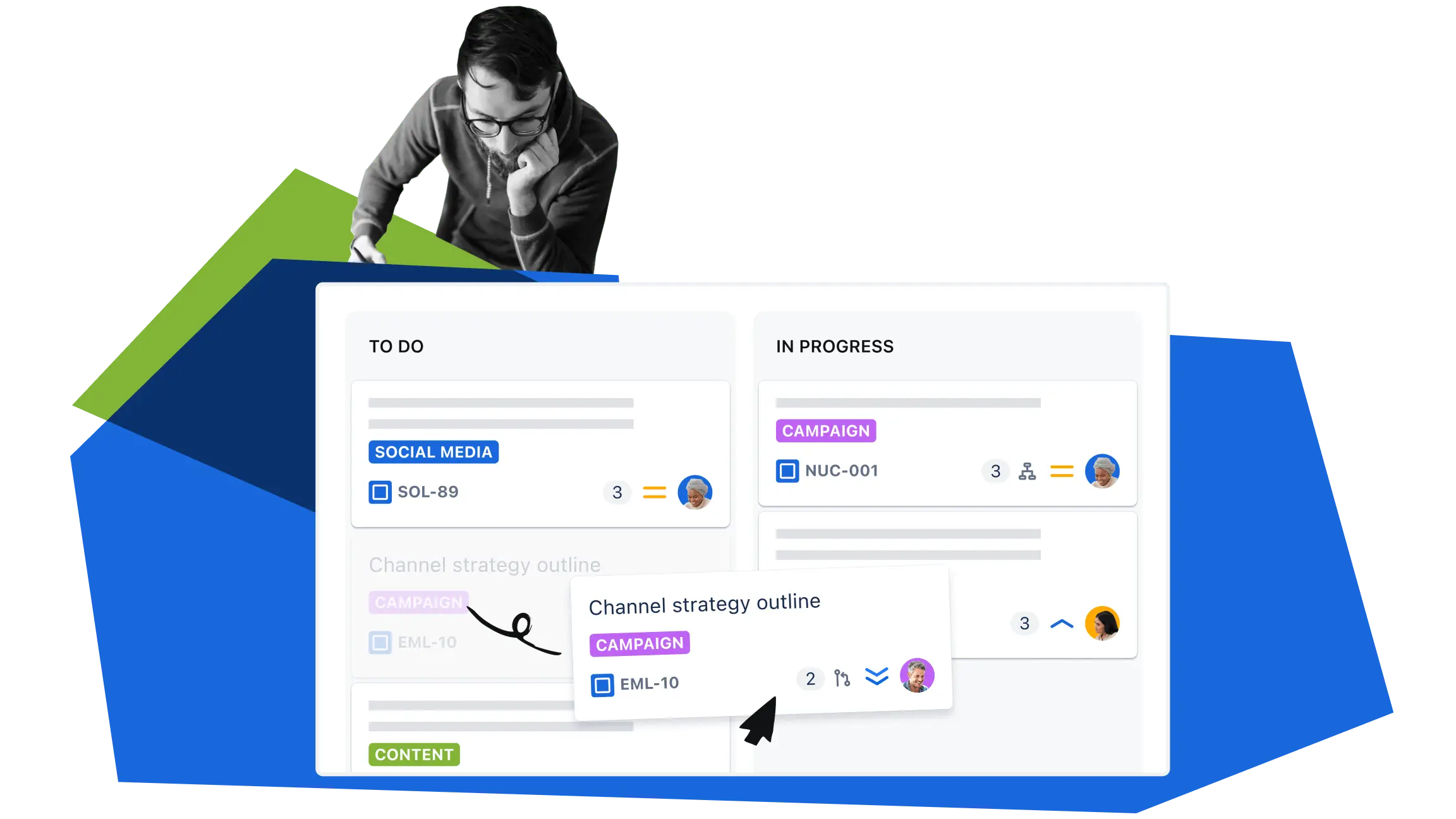 Visión general del panel de Jira con una vista completa del progreso del proyecto, la finalización de las tareas y el seguimiento de los objetivos.