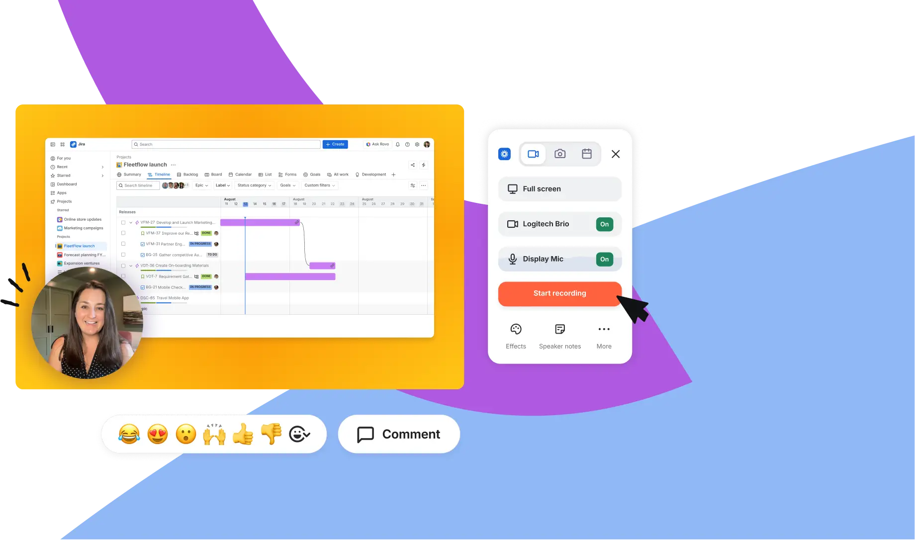 Screenshot of Loom desktop with recording panel