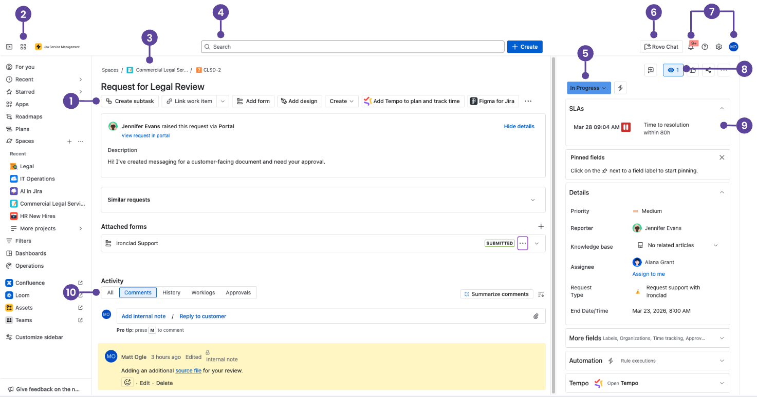 Werkitemweergave in Jira Service Management